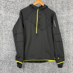 Salomon Hoodie Adult Large Black Yellow Acti Therm Half Zip Pullover Running L